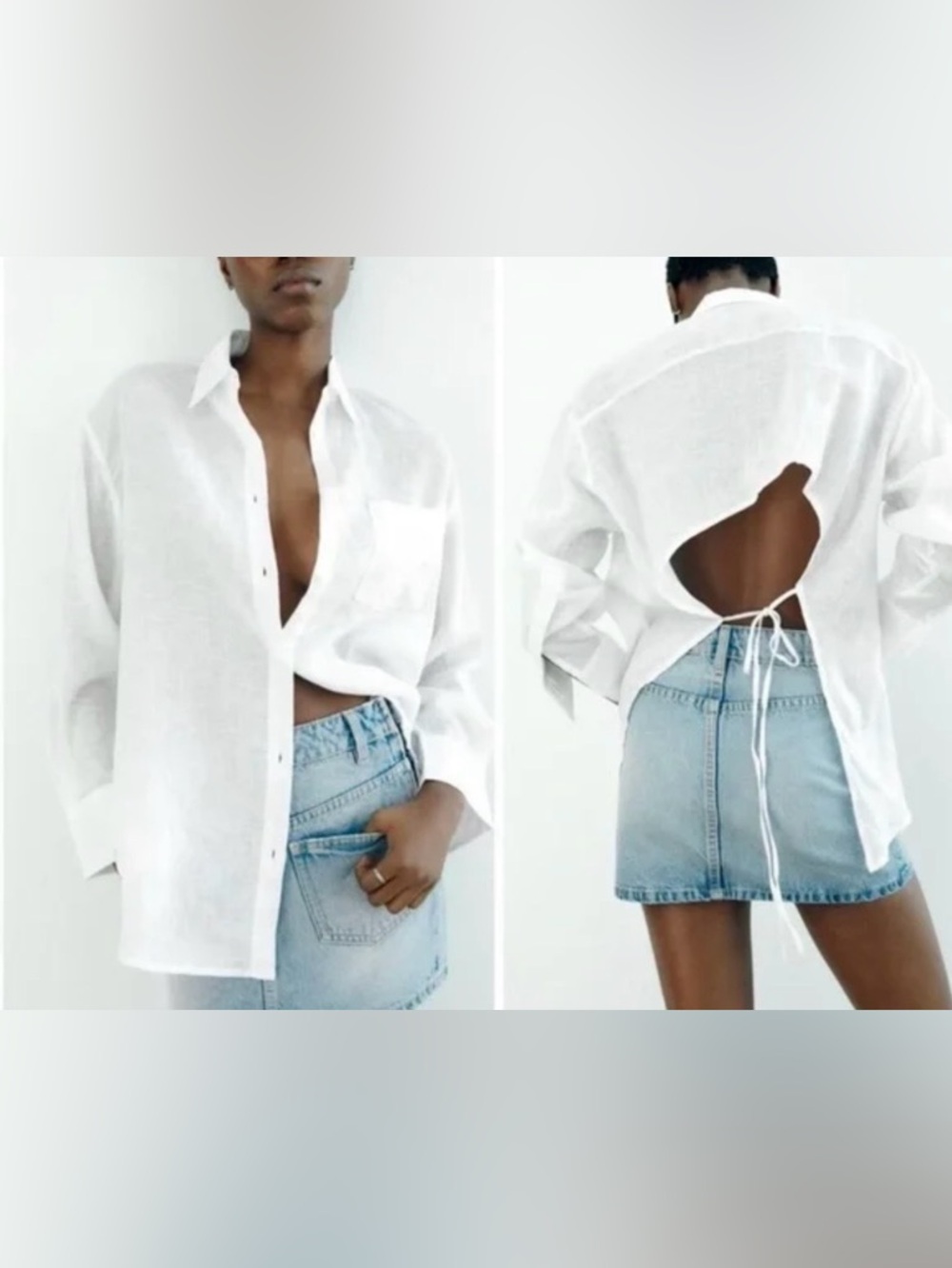 👚Zara 100% ZW distinctive cutout back shirt - Picture 4 of 8